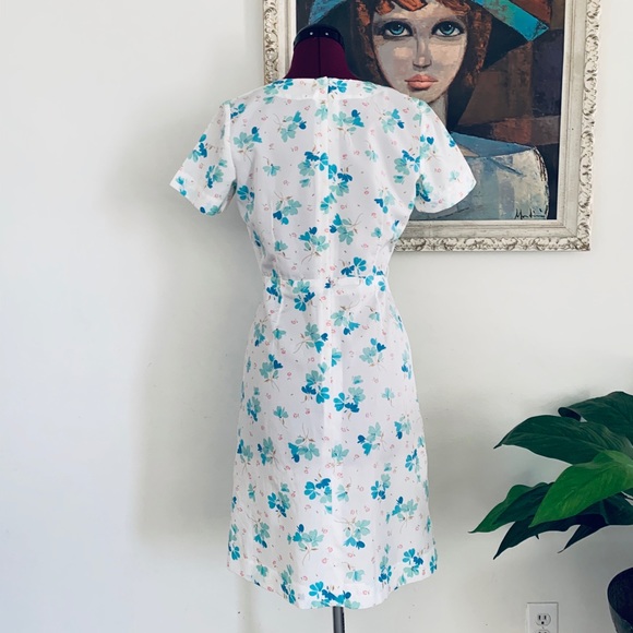 70s Dress Feminine Japanese Print Midi Dress S - Picture 4 of 4
